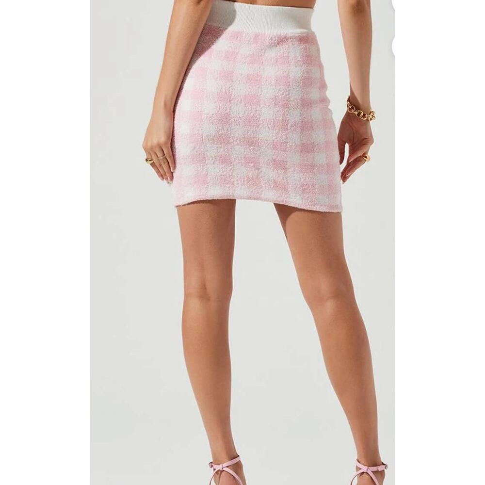 ASTR Pink and White Gingham Terry Cloth Mindy Skirt - S - Picture 5 of 5